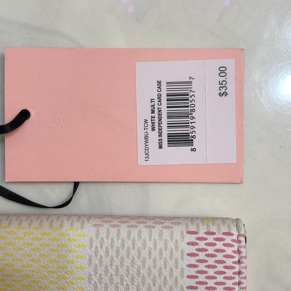 Juicy Couture White Multi Miss Independent Card Case Wallet Key Fob NWT - Picture 5 of 16